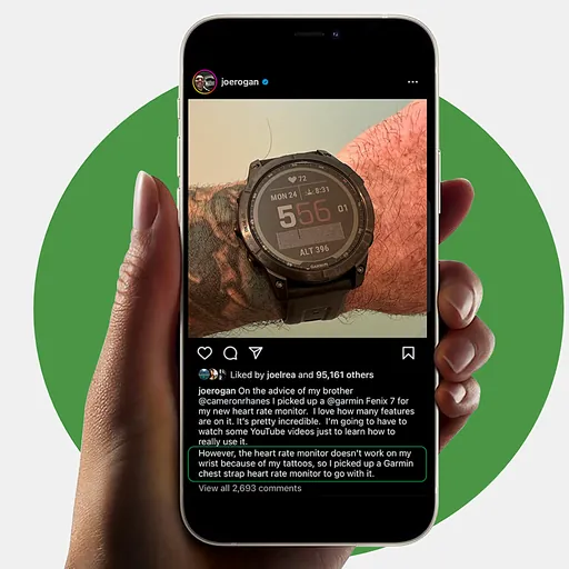 Garmin smartwatch has heart rate sensor problems because of tattoos.